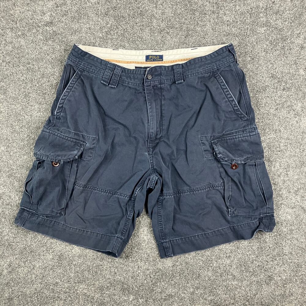 Ralph Lauren Cargo Shorts Mens Size 38 Navy Pockets Cotton Casual Outdoor